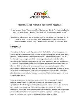 recupera&ccedil;&atilde;o de prote&iacute;nas do soro por adsor&ccedil;&atilde;o