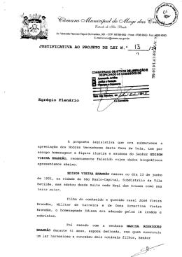 JUSTIFICATIVA AO PROJETO DE LEI N.° lg /