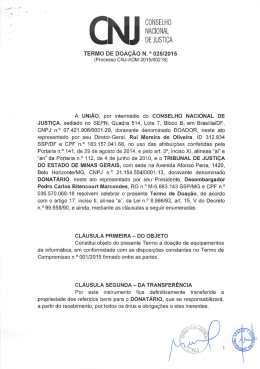 TERMO DE DOA&Ccedil;&Atilde;O N. &ordm; 025/2015