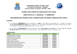 Resultado da an&aacute;lise da documenta&ccedil;&atilde;o de Renda