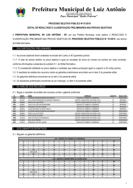Edital de Resultado e Classifica&ccedil;&atilde;o Preliminar