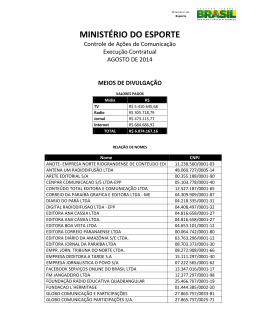 Agosto - Minist&eacute;rio do Esporte
