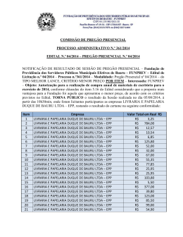 Resultado do Pregão (publicado em 12/08/2014)