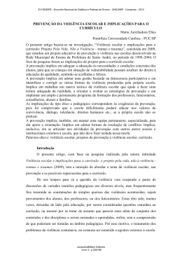 preven&ccedil;&atilde;o da viol&ecirc;ncia escolar e implica&ccedil;&otilde;es para o