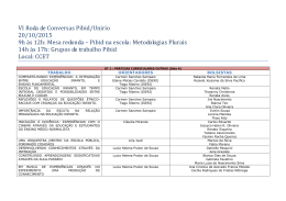 VI Roda de Conversas Pibid/Unirio 20/10/2015 9h &agrave;s 12h: Mesa