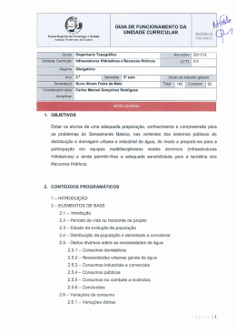 Infra-Estruturas Hidráulicas e Recursos Hídricos