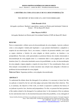 A HIST&Oacute;RIA DA COISA JULGADA E DE SUA DESCONSIDERA&Ccedil;&Atilde;O