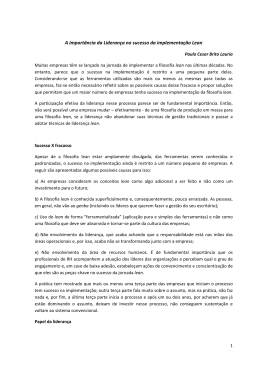 A import&acirc;ncia da Lideran&ccedil;a no sucesso da implementa&ccedil;&atilde;o Lean