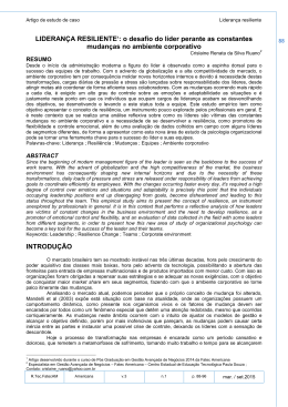 Lideran&ccedil;a resiliente: o desafio do l&iacute;der perante as