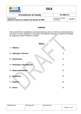 Procedimento de Gest&atilde;o