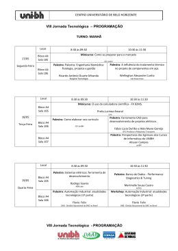 VIII Jornada Tecnol&oacute;gica &ndash; PROGRAMA&Ccedil;&Atilde;O TURNO - Uni-BH