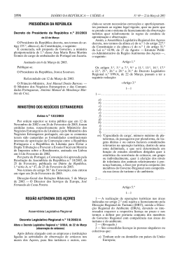 Decreto Legislativo Regional n.o 10/2003/A > Altera o Decreto