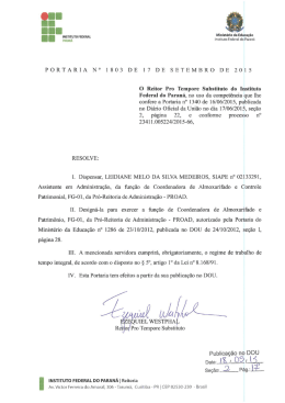 PORTARIA N°1803 DE 17 DE SETEMBRO DE 2015 O Reitor