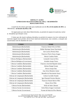 EDITAL N&ordm;. 52/2015 II PROCESSO SELETIVO ESPECIAL