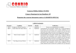 Resposta dos recursos interpostos contra o gabarito oficial