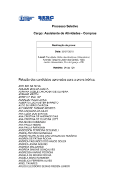 Processo Seletivo Cargo: Assistente de Atividades
