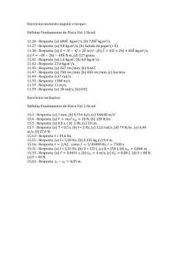 Exercícios momento angular e torque: Halliday Fundamentos de