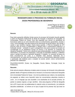 ressignificando o processo na forma&ccedil;&atilde;o inicial do/da - Unifal-MG