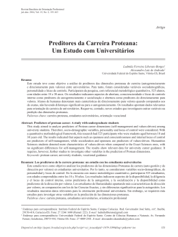 Preditores da Carreira Proteana: Um Estudo com Universit&aacute;rios