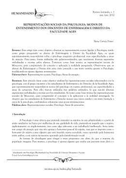 HUMANIDADES REPRESENTAÇÕES SOCIAIS