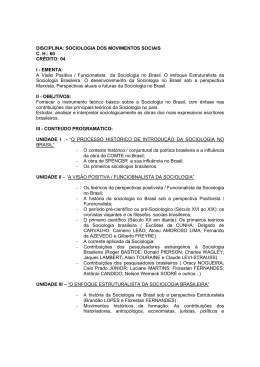 Documento em SOCIOLOGIA DOS MOVIMENTOS SOCIAIS