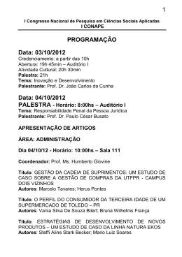 1 PROGRAMA&Ccedil;&Atilde;O Data: 03/10/2012 Data: 04/10/2012