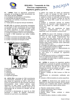 Exerc&iacute;cios - Engenharia gen&eacute;tica