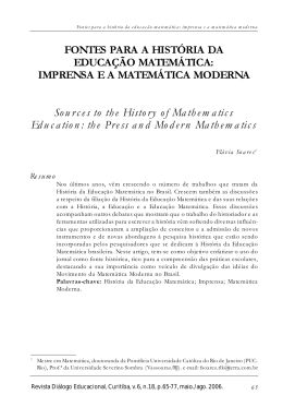 FONTES PARA A HIST&Oacute;RIA DA EDUCA&Ccedil;&Atilde;O MATEM&Aacute;TICA