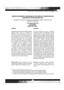an&aacute;lise documental preliminar de um curso de licenciatura