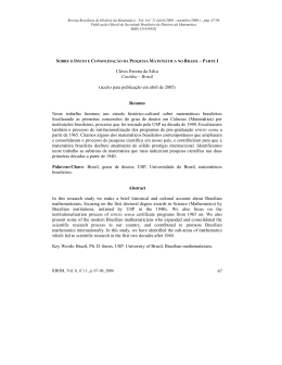 Sobre o Início e Consolidação da Pesquisa Matemática no Brasil