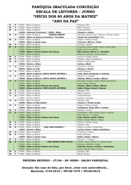 Veja sua escala - Par&oacute;quia Imaculada Concei&ccedil;&atilde;o