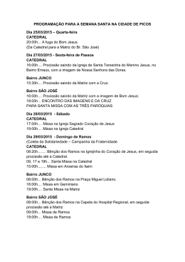 PROGRAMAÇÃO PARA A SEMANA SANTA NA