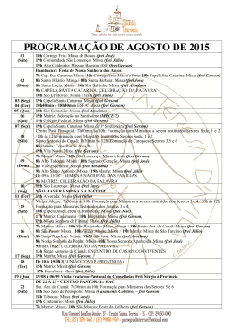 PROGRAMAÇÃO DE AGOSTO DE 2015