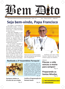 Seja bem-vindo, Papa Francisco - Paróquia de São Benedito