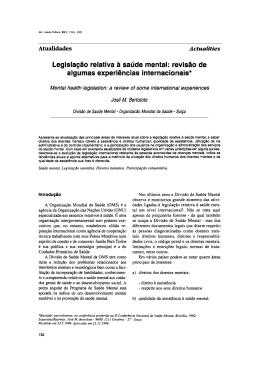 Actualities Legislação relativa à saúde mental: revisão de