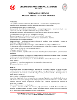 Programa das Disciplinas