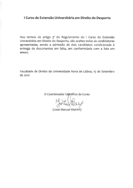 I Curso de Extensão Universitária em Direito do Desporto