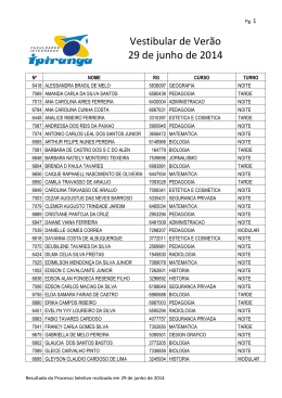 Vestibular de Ver&atilde;o 29 de junho de 2014