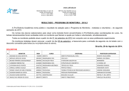 RESULTADO &ndash; PROGRAMA DE MONITORIA &ndash; 2014.2 A Pr&oacute;