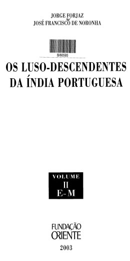 OS LUSO-DESCENDENTES DA &Iacute;NDIA PORTUGUESA