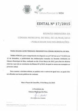 PUBLICIDADE DAs DELIBERAÇÕES