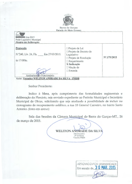 E~ sessão de 3 O MAR. 2015 - Câmara Municipal de Barra do Garças