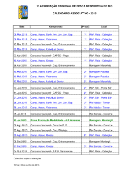 Calendário Associativo - 2015 - Associação Regional De Pesca