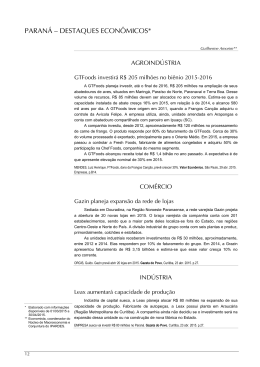 PARANÁ — DESTAQUES ECONÔMICOS*
