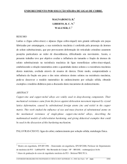 ENDURECIMENTO POR SOLU&Ccedil;&Atilde;O S&Oacute;LIDA DE LIGAS DE