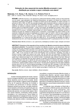 Extra&ccedil;&atilde;o do &oacute;leo essencial de menta (Mentha arvensis L