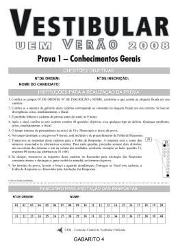 Prova 1 &ndash; Conhecimentos Gerais (Gabarito 4)