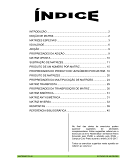 MATRIZES &ndash; (Apostila) - Matem&aacute;tica