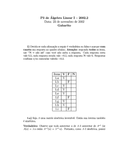 P3 de &Aacute;lgebra Linear I