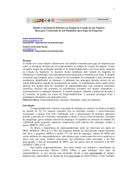 1 Modelo Conceitual de Decis&otilde;es no Est&aacute;gio de